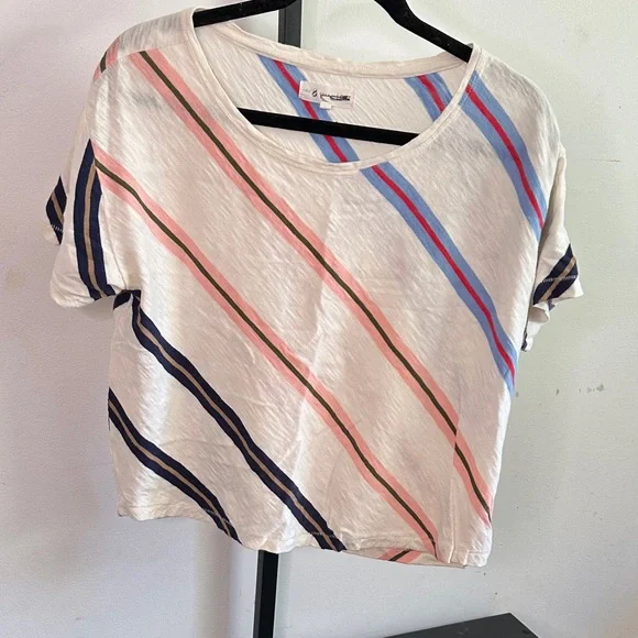 Zara Cream Top with Multicolor Stripes - Picture 1 of 3